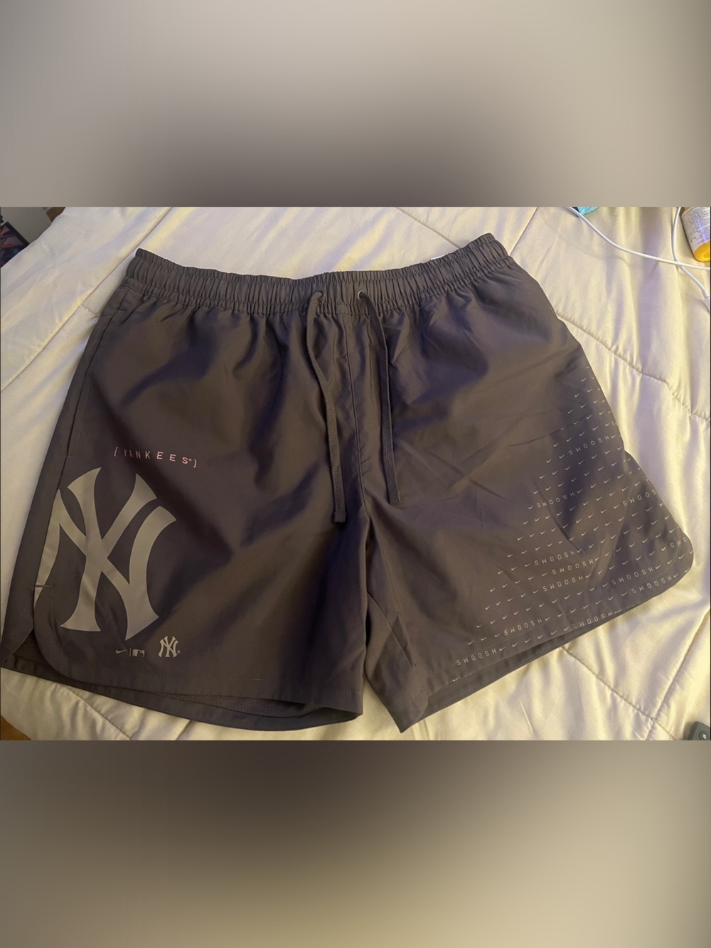 Nike Men’s Athletic Shorts - Charcoal Gray with NY Yankees Logo